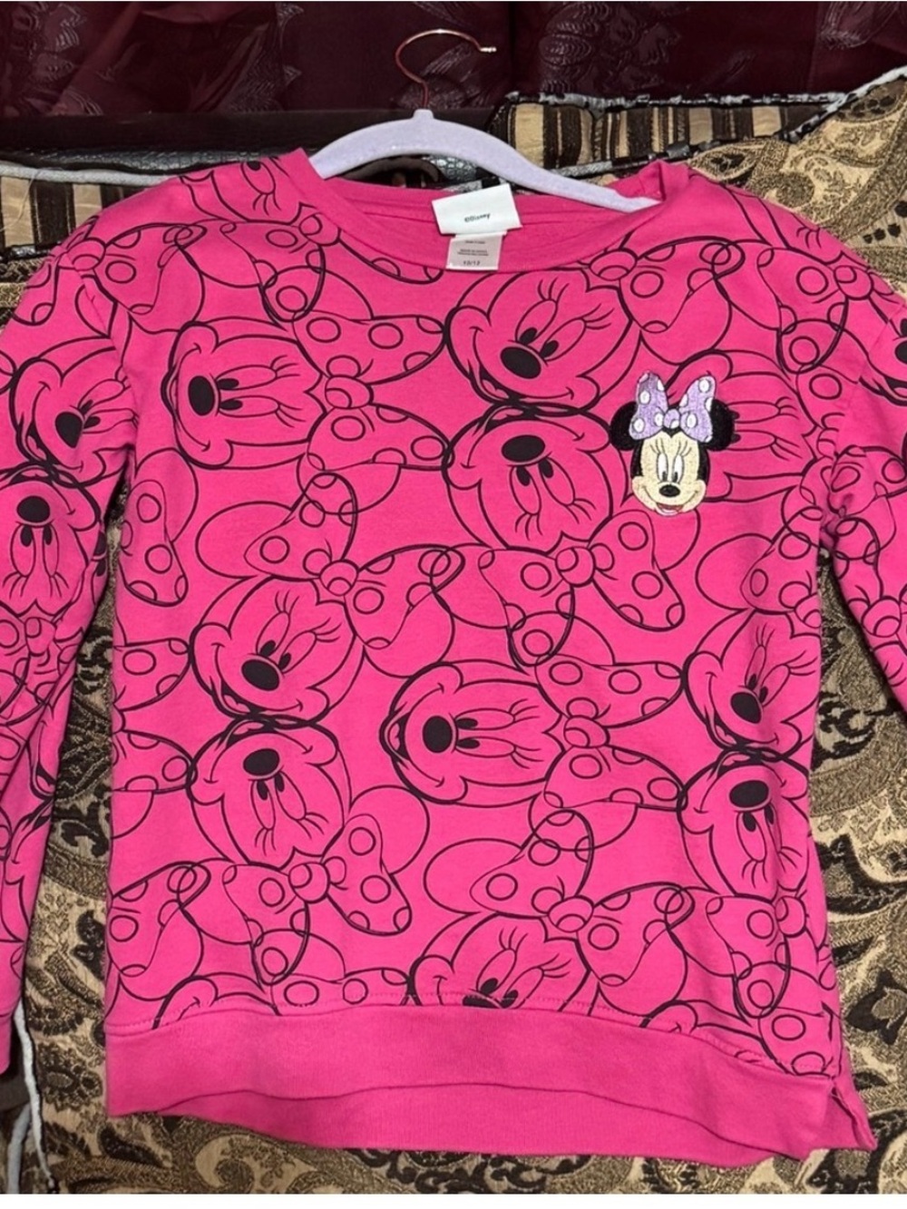 Disney Girls Bright Pink Minnie Mouse Allover Print Sweatshirt
